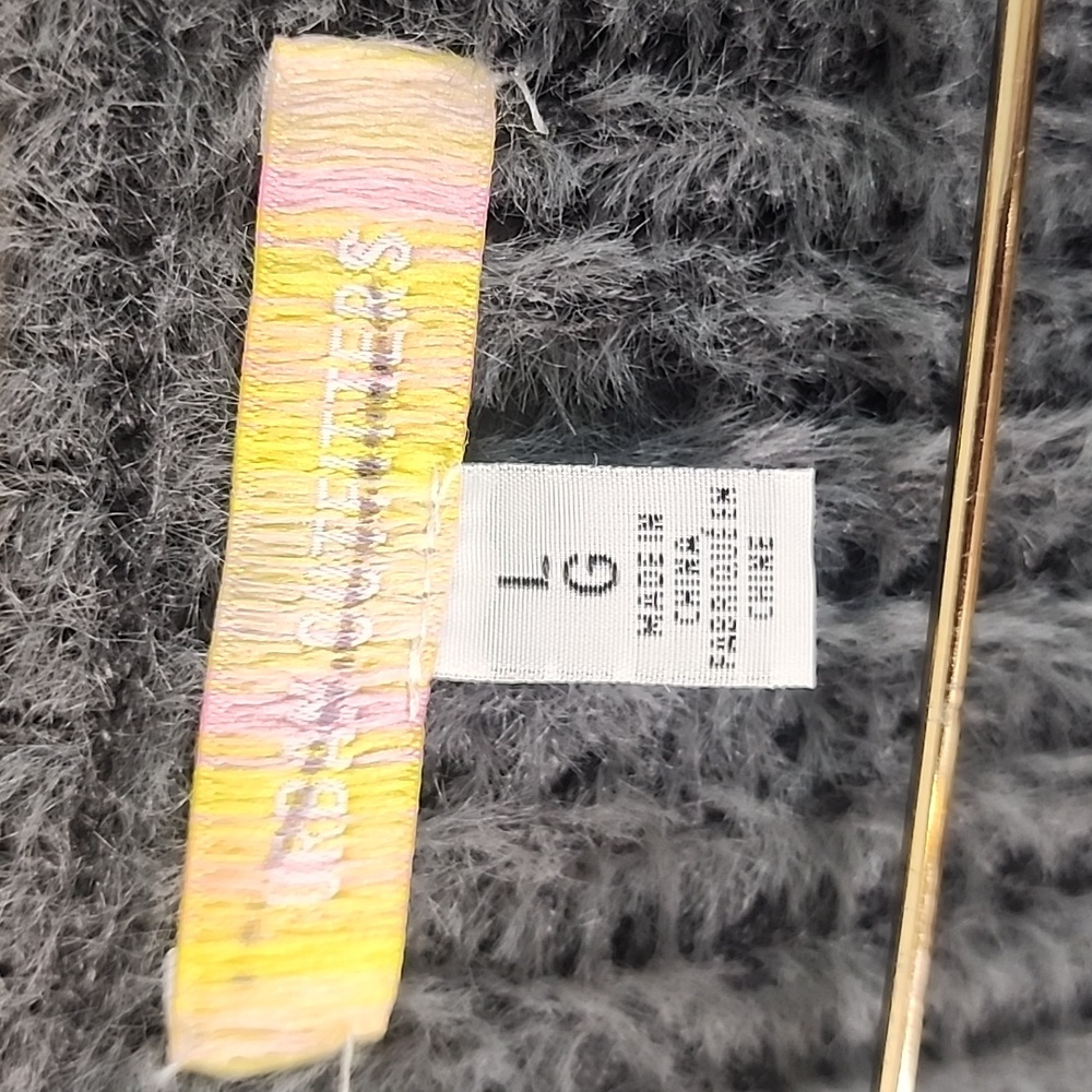 URBAN OUTFITTERS womens size L charcoal gray eyelash knit wrap sweater. - Picture 3 of 8